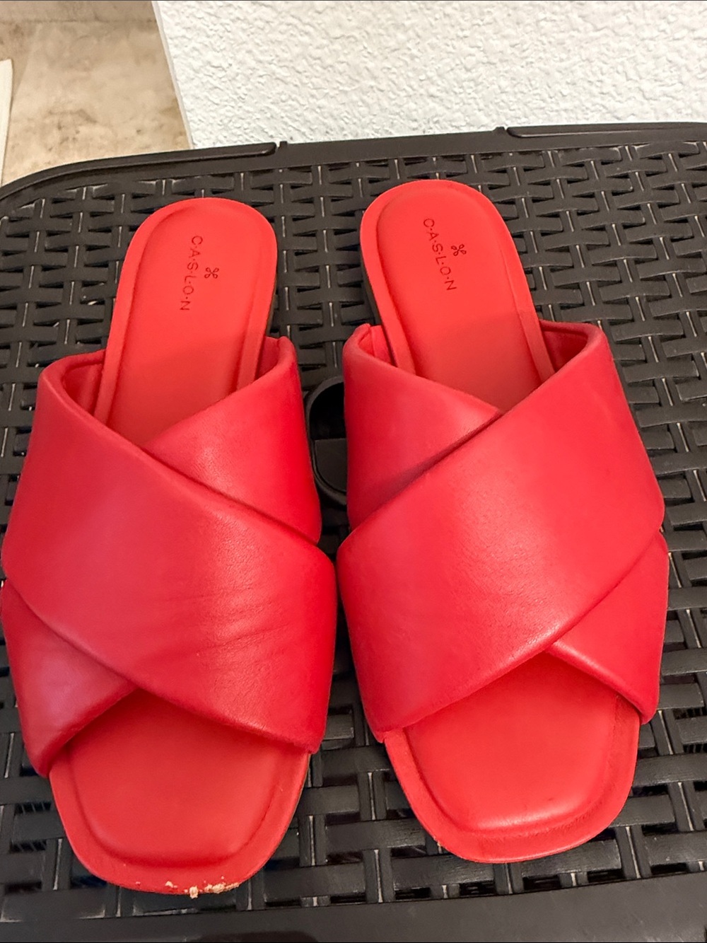 Caslon Red Crisscross Slide Mules